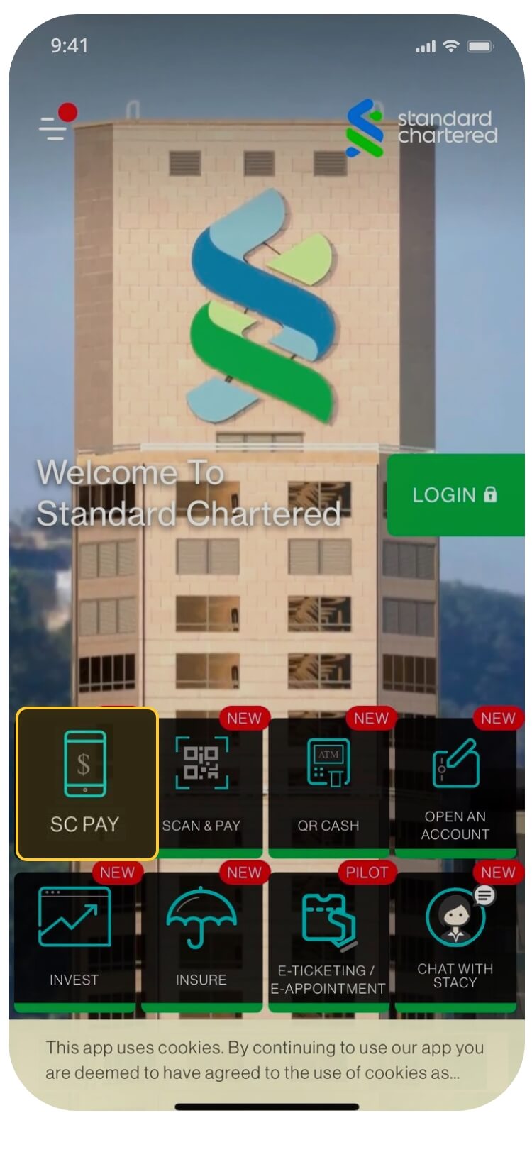 Standard Chartered FPS transfer screen choosing to pay a new payee by FPS ID